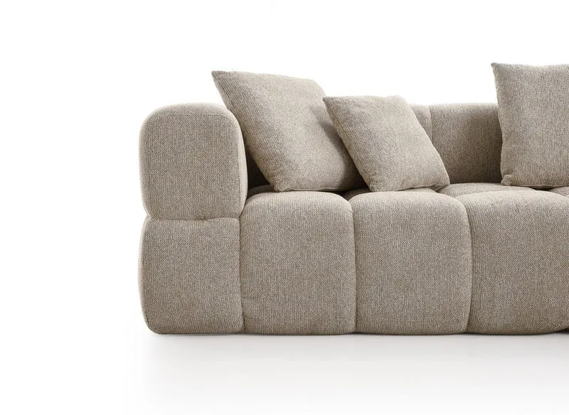 Canapé d'angle en velours texturé taupe REBECCA