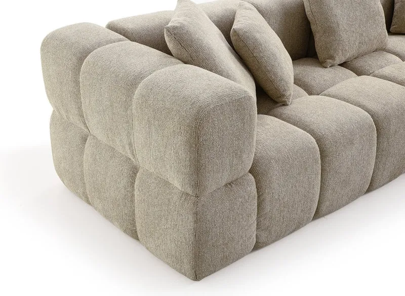 Canapé d'angle en velours texturé taupe REBECCA