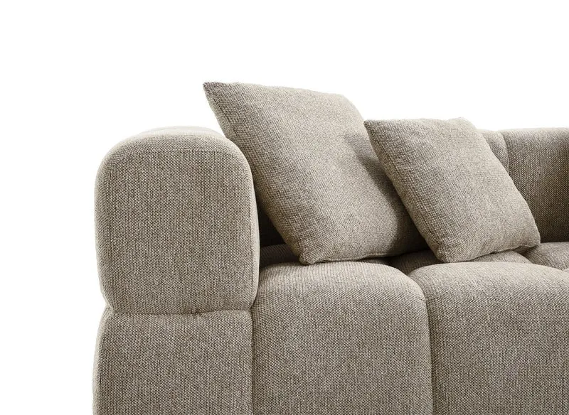 Canapé d'angle en velours texturé taupe REBECCA