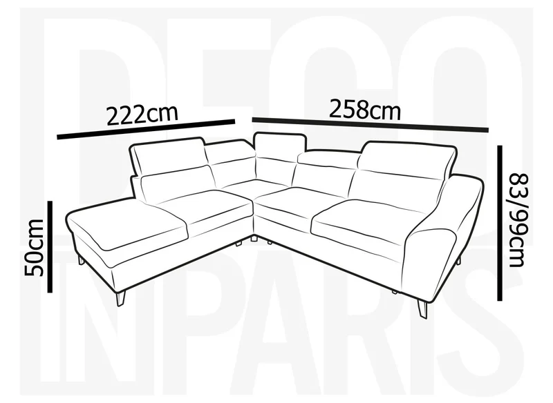 Canapé d'angle convertible avec coffre en velours chiné beige DALTON - Angle gauche