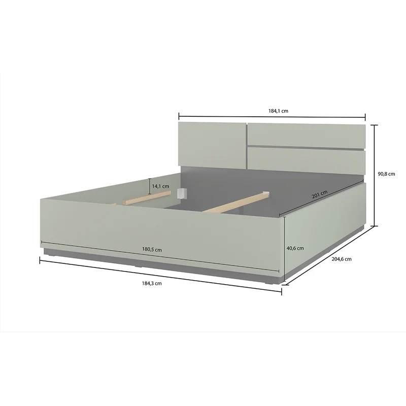 Lit coffre 180x200 sommier inclus Lilia Vert