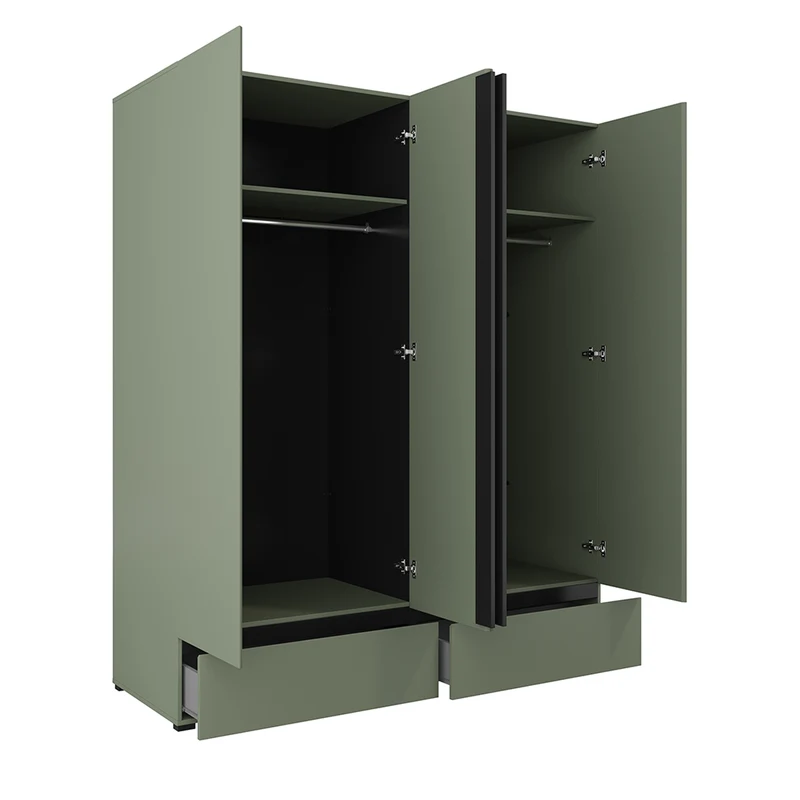 Armoire 4 portes 2 tiroirs Lilia Vert