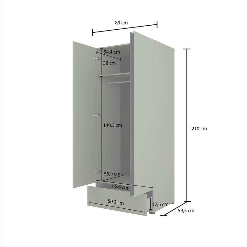 Armoire 2 portes 1 tiroir Lilia Vert