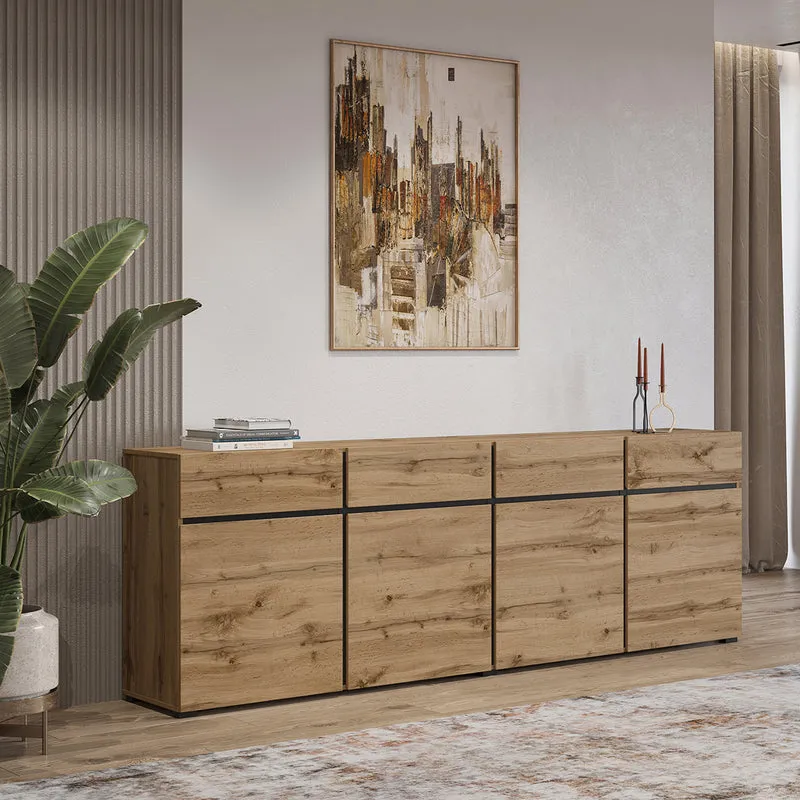 Buffet 4 portes 4 tiroirs Lilia Bois