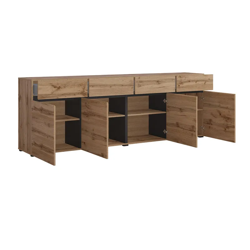 Buffet 4 portes 4 tiroirs Lilia Bois