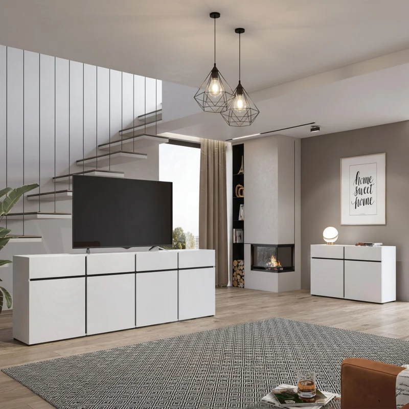 Buffet 2 portes 2 tiroirs Lilia Blanc