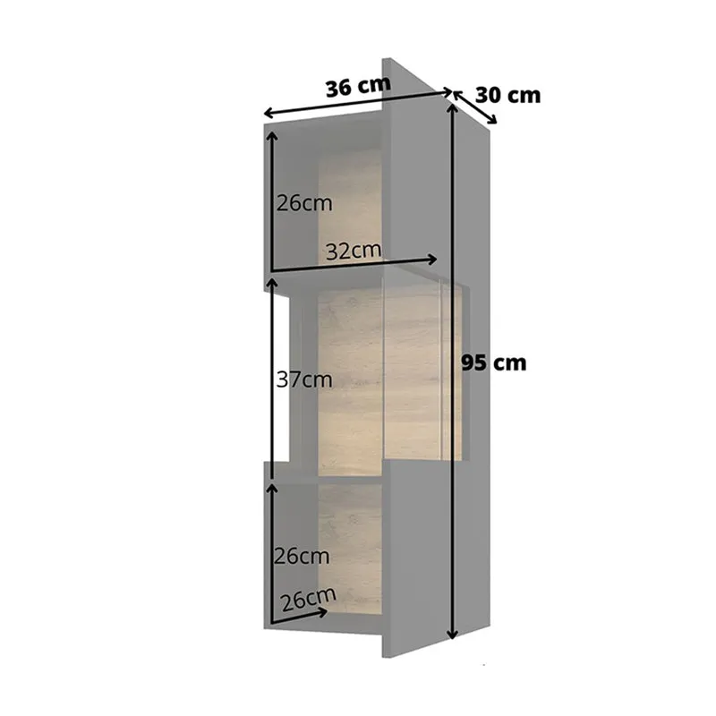 Vitrine murale 1 porte Glora Noir et Bois