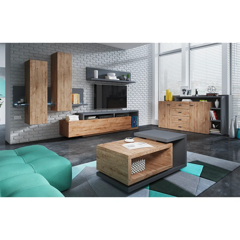 Table basse Ilyes Bois et Gris