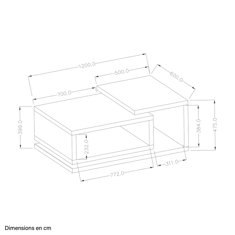Table basse Ilyes Bois et Gris