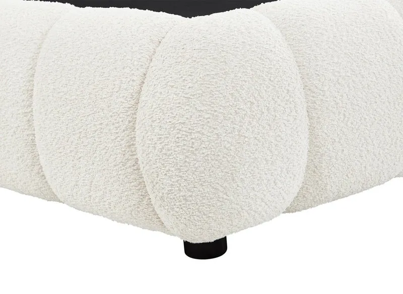 Lit coffre en tissu bouclette beige 180x200 cm RILEY
