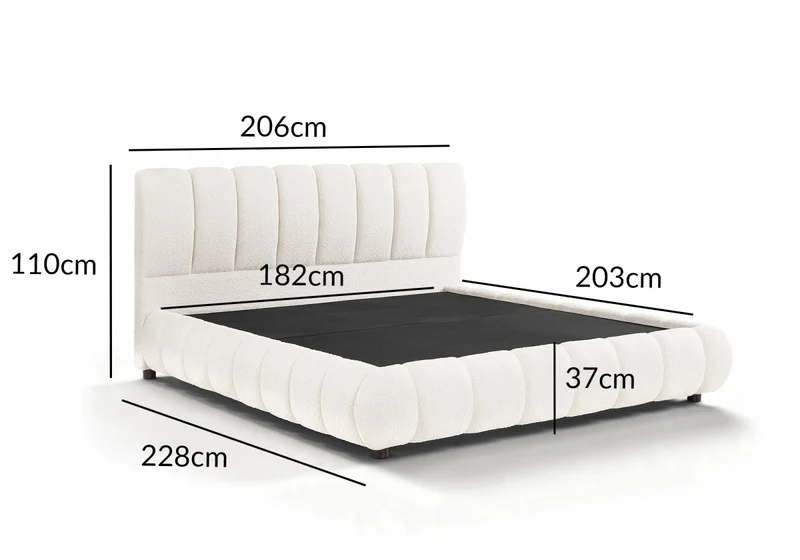 Lit coffre en tissu bouclette beige 180x200 cm RILEY
