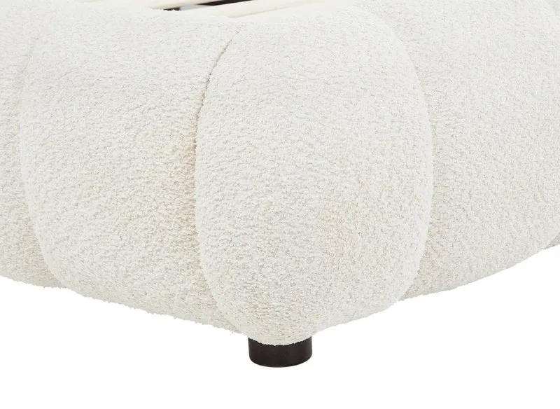 Lit double en tissu bouclette beige 180x200 cm RILEY
