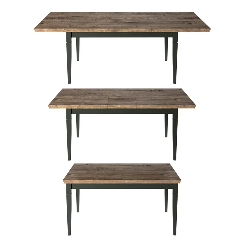 Table à manger extensible 6 à 8 places Martin Vert et Bois