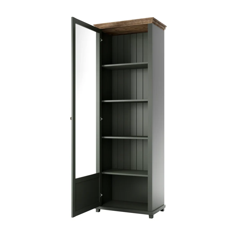 Vitrine 1 porte ouverture gauche Martin Vert et Bois