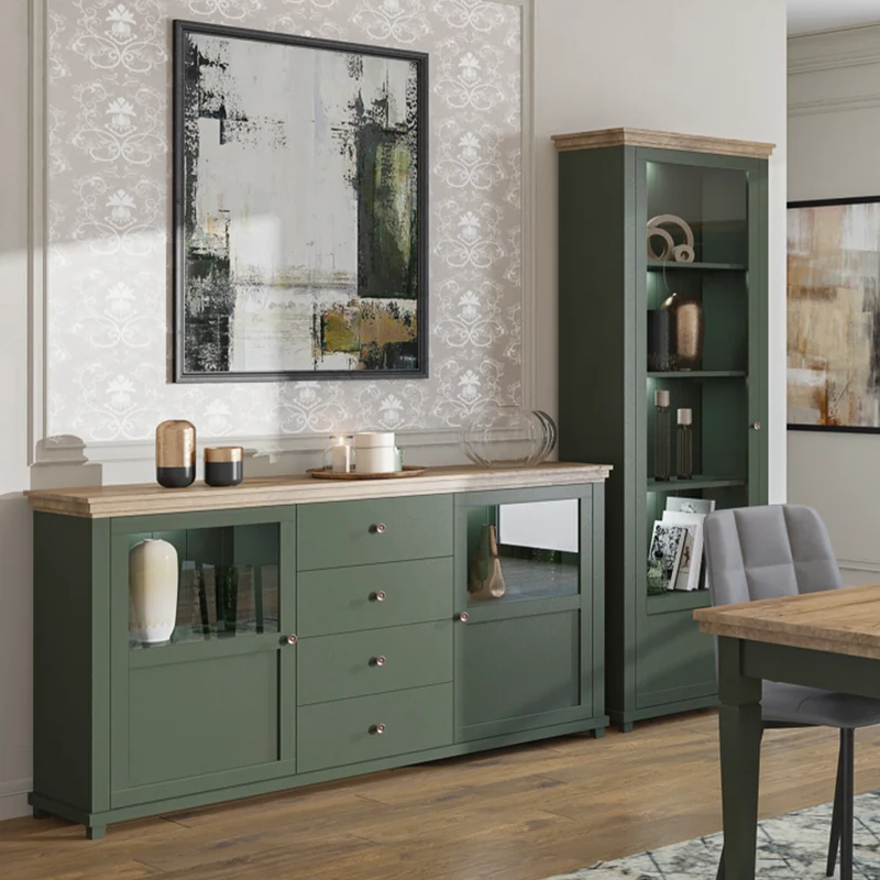 Vitrine 1 porte ouverture gauche Martin Vert et Bois