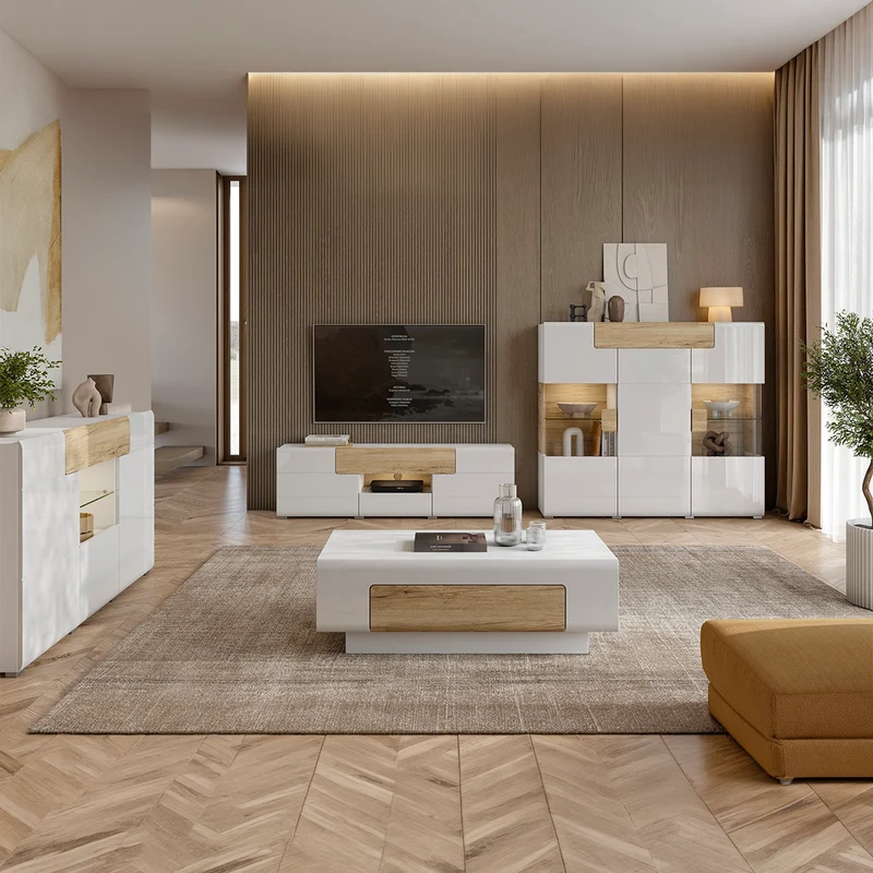 Buffet 3 portes 1 tiroir Jules Blanc et Bois