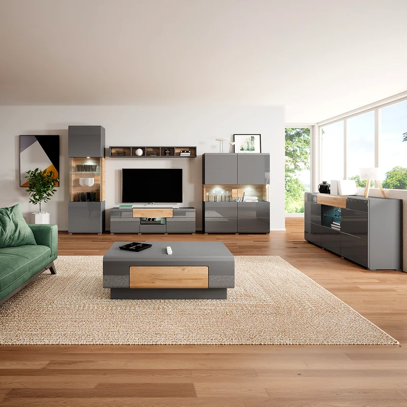 Table basse 1 tiroir Jules Gris et Bois