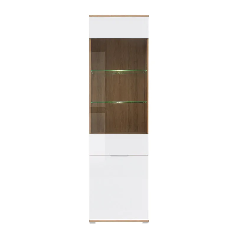 Vitrine 2 portes Selma Blanc et Bois
