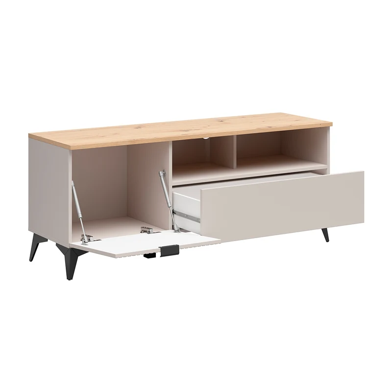 Meuble TV 1 porte 1 tiroir 135 cm Vicky Cachemire et Bois