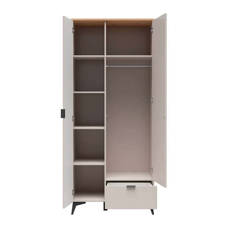 Armoire 2 portes 1 tiroir Vicky Cachemire et Bois