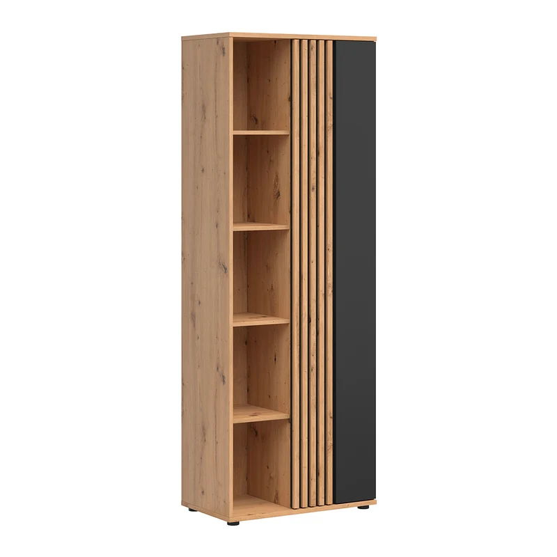 Armoire 1 porte Ezra Bois et Noir