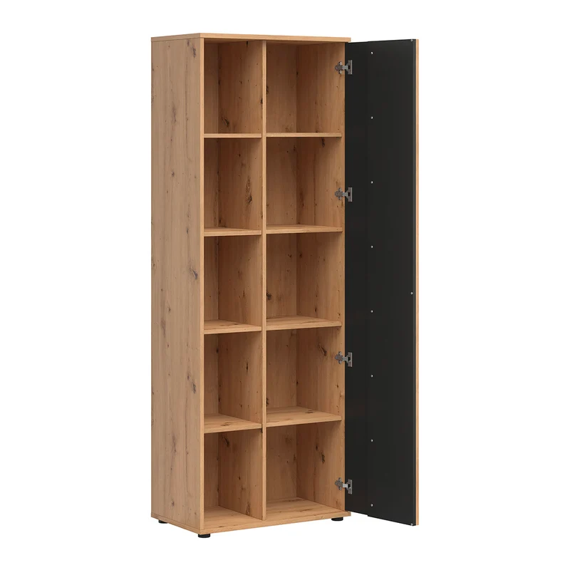 Armoire 1 porte Ezra Bois et Noir