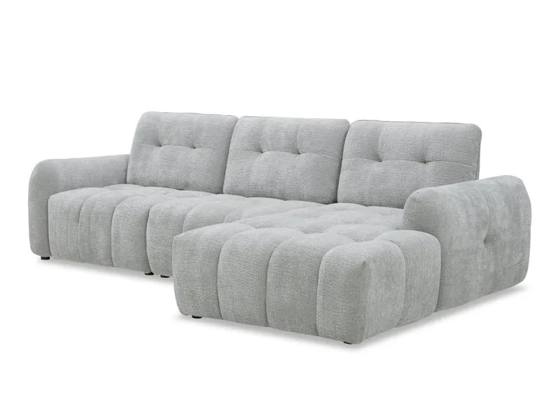 Canapé d'angle en velours tissé gris clair avec dossier réglable ADONIS - Angle droit