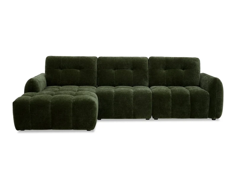 Canapé d'angle en velours tissé vert olive avec dossier réglable ADONIS - Angle gauche