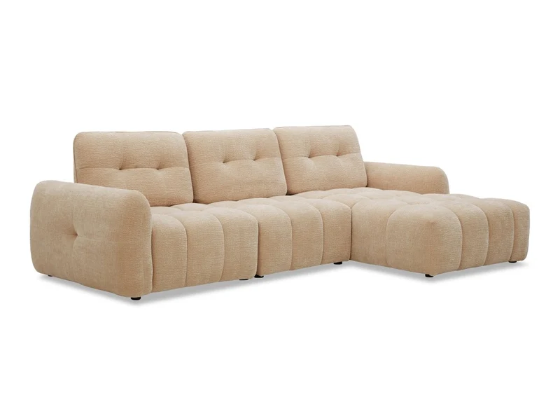 Canapé d'angle en velours tissé beige avec dossier réglable ADONIS - Angle droit