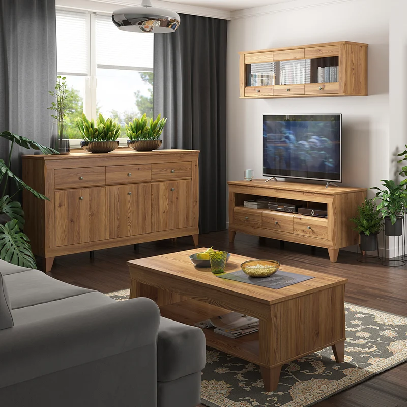 Meuble TV 3 tiroirs 156 cm Raya Bois