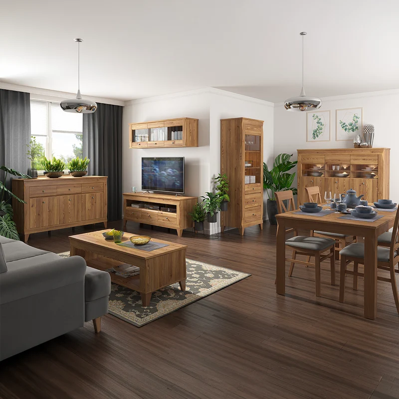 Meuble TV 3 tiroirs 156 cm Raya Bois