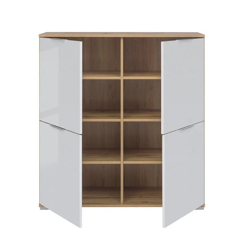 Buffet 4 portes Selma Blanc et Bois