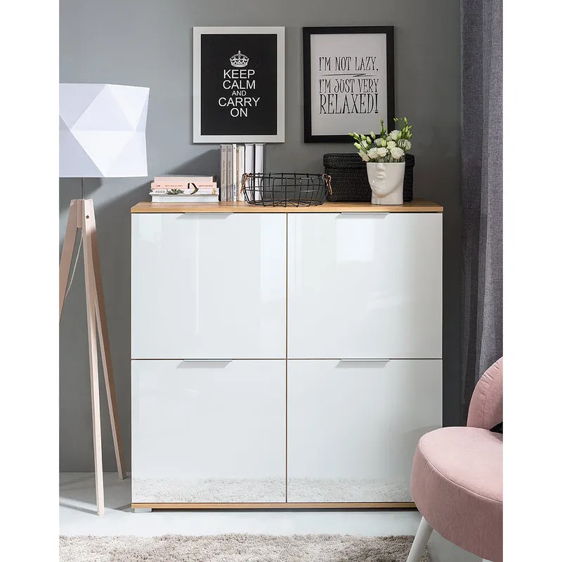 Buffet 4 portes Selma Blanc et Bois