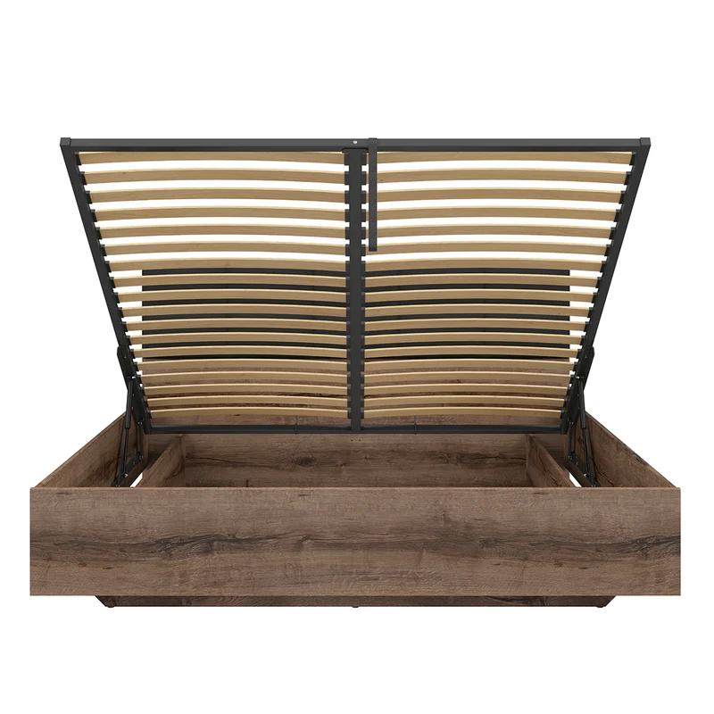 Lit coffre 180x200 sommier inclus Romane Bois
