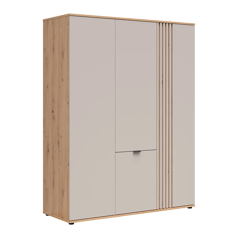 Armoire 4 portes Ezra Cachemire et Bois