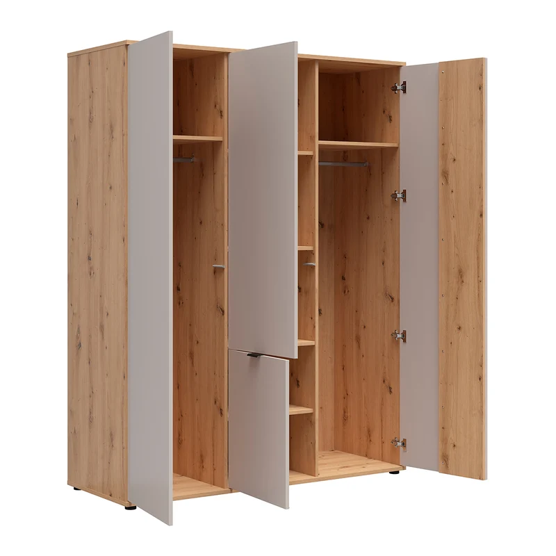 Armoire 4 portes Ezra Cachemire et Bois