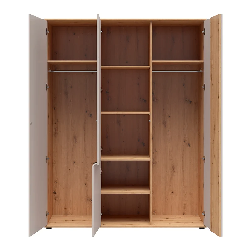 Armoire 4 portes Ezra Cachemire et Bois