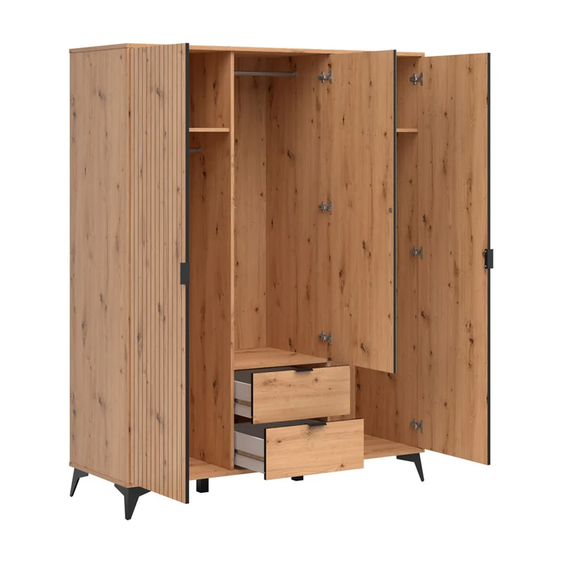 Armoire 3 portes 2 tiroirs Mao Bois