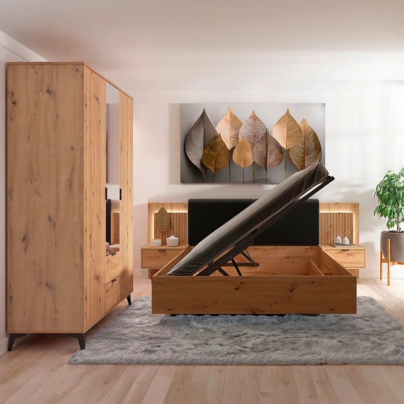 Armoire 3 portes 2 tiroirs Mao Bois