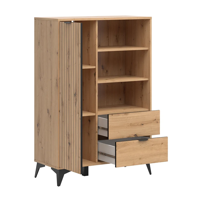 Bibliothèque 1 porte 2 tiroirs Mao Bois