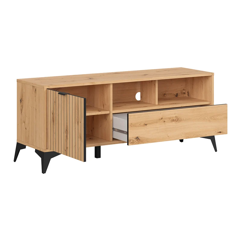 Meuble TV 1 porte 1 tiroir 135 cm Mao Bois