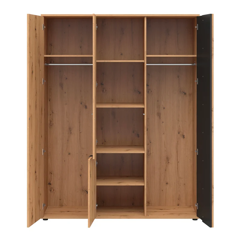 Armoire 4 portes Ezra Bois et Noir