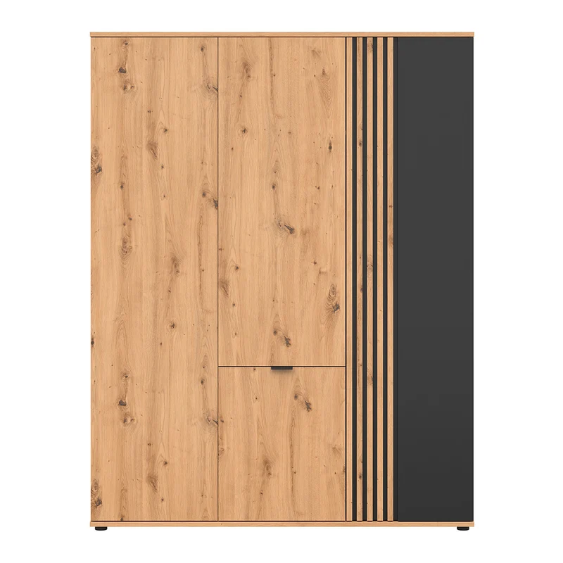 Armoire 4 portes Ezra Bois et Noir