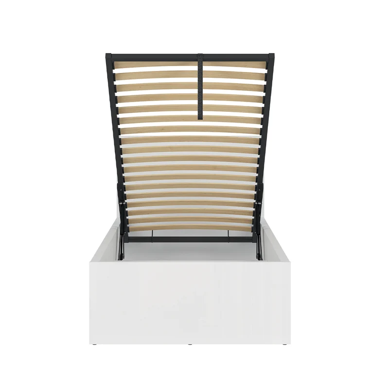 Lit coffre 90x200 sommier inclus Edwin Blanc