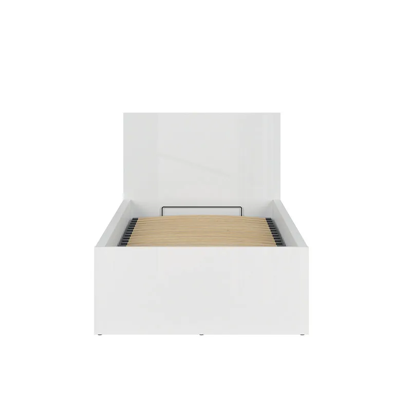 Lit coffre 90x200 sommier inclus Edwin Blanc