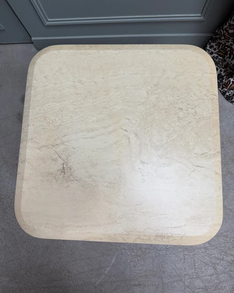 Table basse vintage en travertin des années 70