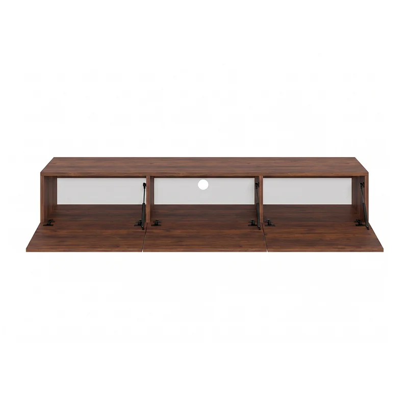 Meuble TV mural 3 portes 160 cm Idao Bois foncé