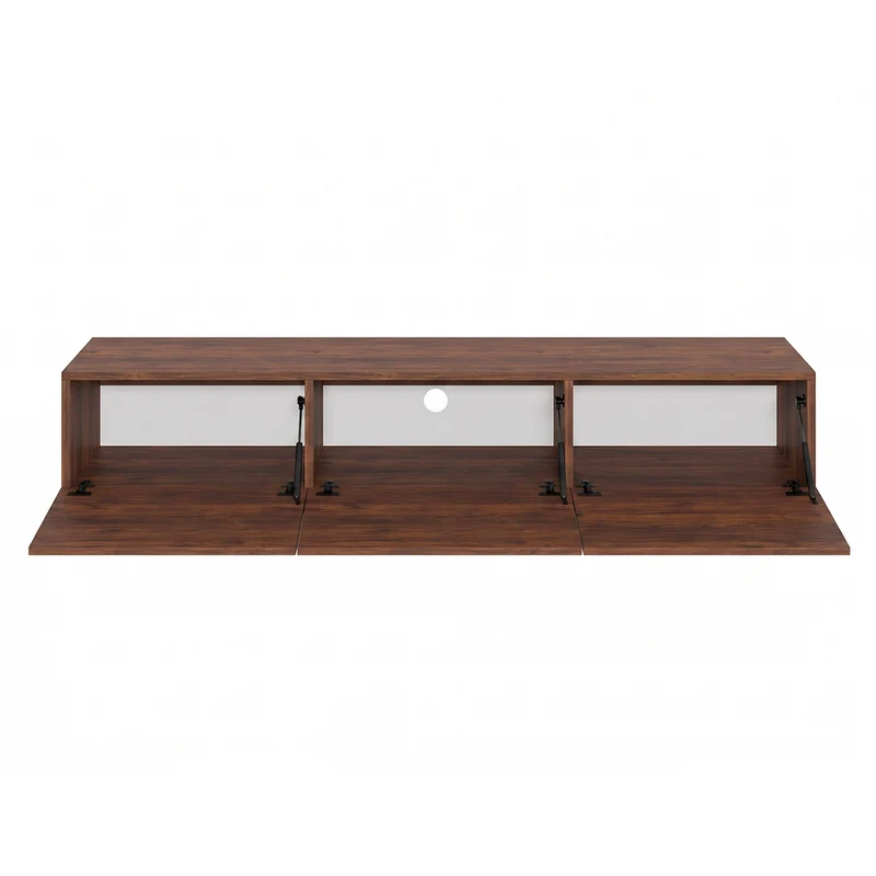Meuble TV mural 3 portes 180 cm Idao Bois foncé