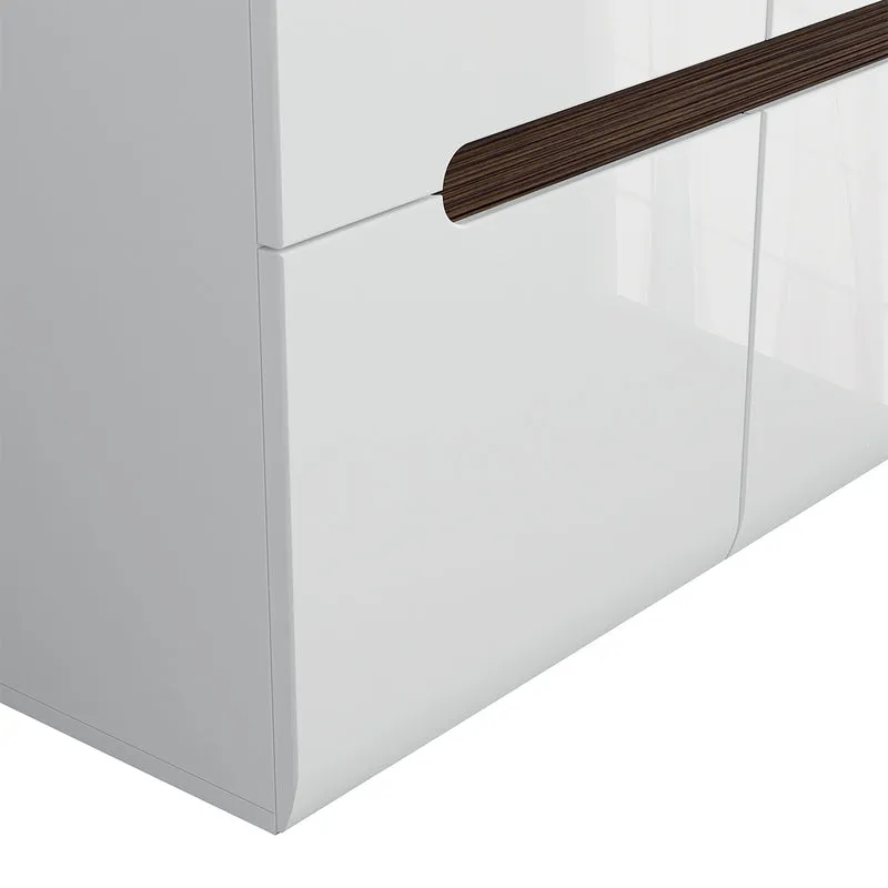 Buffet 4 portes Darrel Blanc laqué et Bois