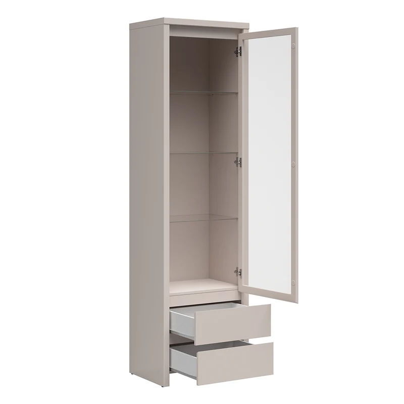 Vitrine 1 porte 2 tiroirs Soren Cachemire